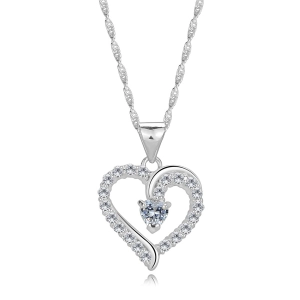 Colier din argint 925 – conturul inimii cu umeri de zirconiu, zircon inimă
