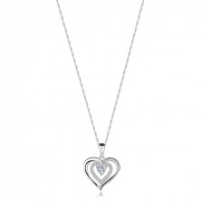 Colier din argint 925 – inimă triplă, zircon în formă de inimă, zirconii rotunde