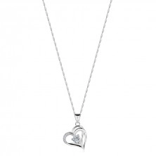 Colier argint 925 - contur inimă cu jumătate dublă, zirconiu inimă, zirconii