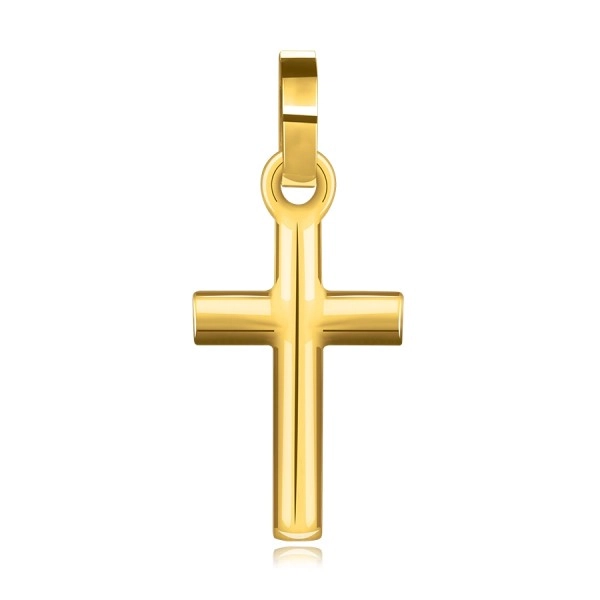 Pandantiv din aur galben 585 - motiv religios, cruce latină lucioasă