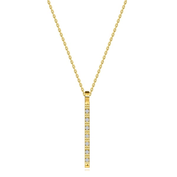 Colier cu diamante din aur galben de 14K - bandă îngustă cu diamante rotunde