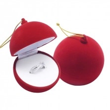 Cutie cadou pentru cercei si inel - glob de Crăciun roșu, atârnat