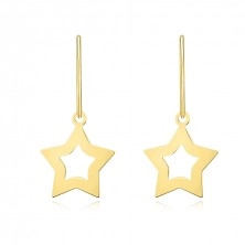 Cercei atârnați din aur galben 585 - stele simetrice, cârlig afro