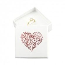 Cutie cadou bijuterii - motiv inimă, design alb-roșu