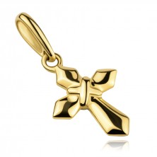 Pandantiv din aur galben de 14K - cruce cu umeri triunghiulari teșiți, model X