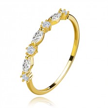 Inel din aur galben 375 - linie de zirconii rotunde și granule