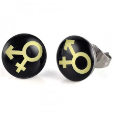 Cercei cu șurub din oțel cu simbol feminin și masculin