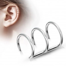 Piercing fals pentru ureche – inel triplu de culoare argintie