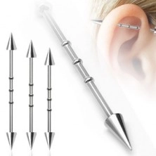 Piercing ureche industrial cu trei inele și capete ascuțite
