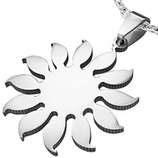 Pandantiv argintiu din oțel chirurgical - model floarea soarelui