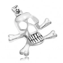 Pandantiv din oțel - craniu pirat, culoare argintie