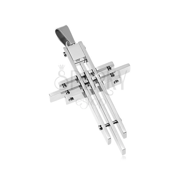Pandantiv din oțel chirurgical, cruce compusă din prisme subțiri