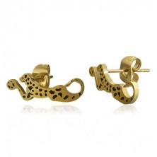 Cercei aurii din oțel - leopard cu pete negre
