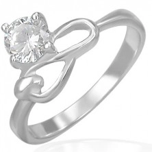 Inel de logodnă din oțel - ziconiu transparent, simbolul infinitului