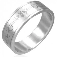 Inel din oțel inoxidabil - suprafață mată, simbol tribal