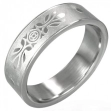 Inel din oțel cu decorații simetrice - sablat