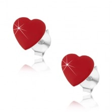 Cercei argint 925 - inimă roșie