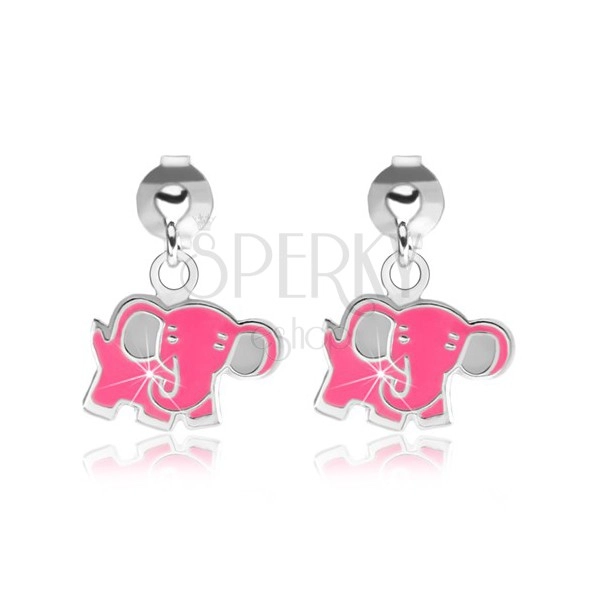 Cercei argint 925 - elefant roz
