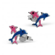 Cercei argint 925 - delfini colorați