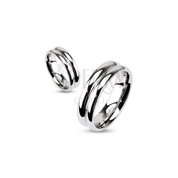 Inel din oțel - impresie două inele legate