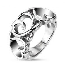 Inel din oțel - trei inimi ornamentale