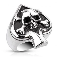 Inel din oțel inoxidabil cu simbol carte de joc și craniu