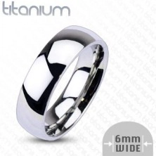Inel din titan în culoare argintie - finisaj strălucitor, 6 mm