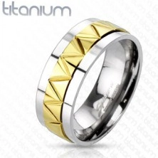 Inel din titan, cu un model auriu în zig-zag