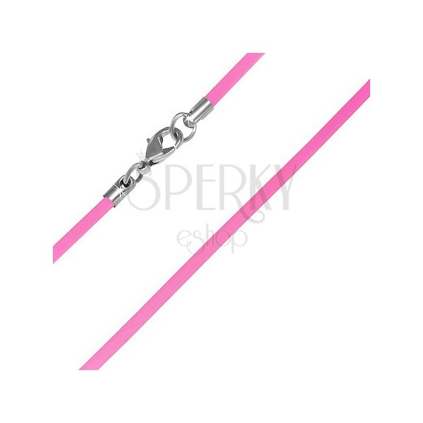 Colier șnur din cauciuc - roz neon, 2 mm