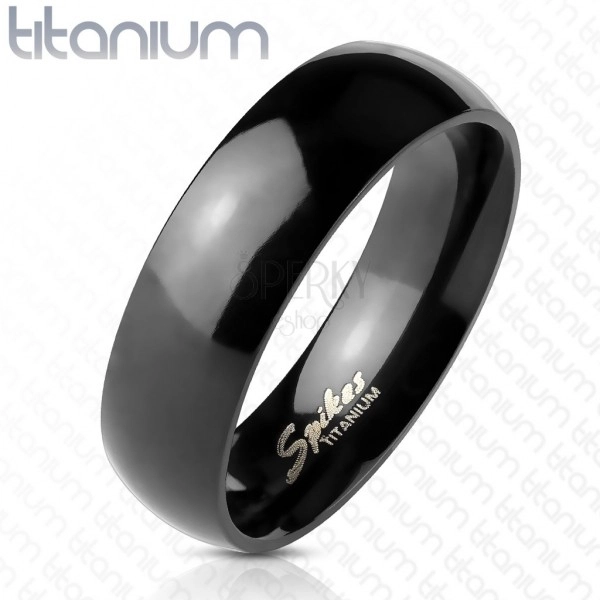 Inel negru din titan – neted, strălucitor, 6 mm