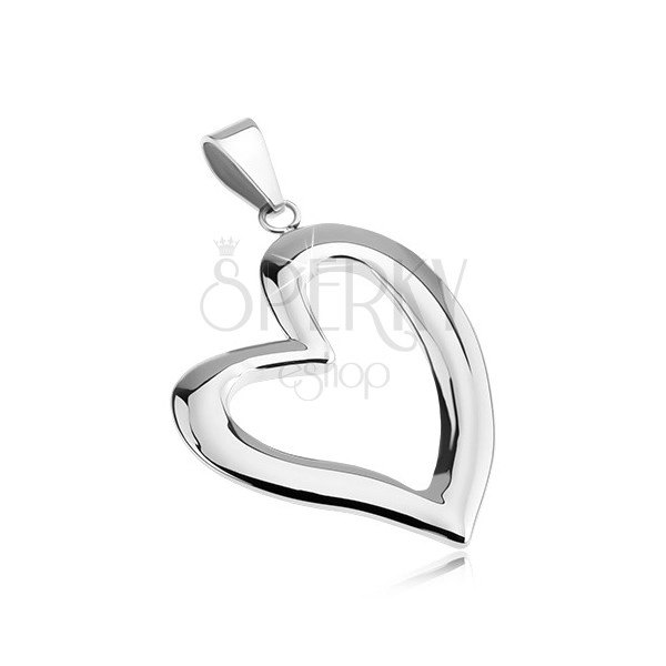 Pandantiv din oțel chirurgical - contur inimă asimetrică