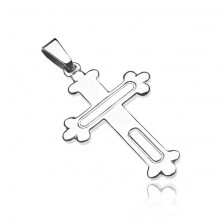 Pandantiv argint 925 - cruce cu trifoi și ovaluri gravate