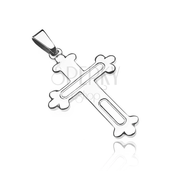 Pandantiv argint 925 - cruce cu trifoi și ovaluri gravate