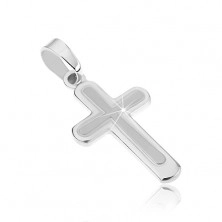 Cruce latină argint - vârfuri rotunjite, mijloc mat