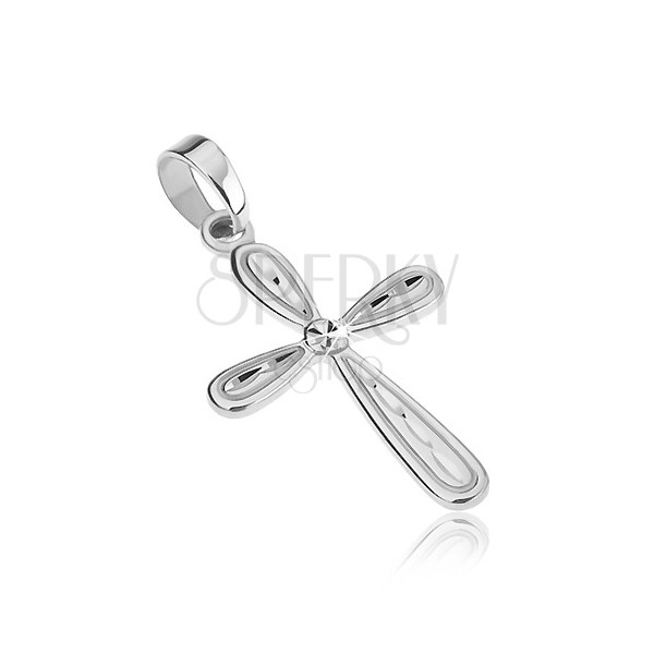 Pandantiv argint - cruce lucioasă, vârfuri prelungite și crestături