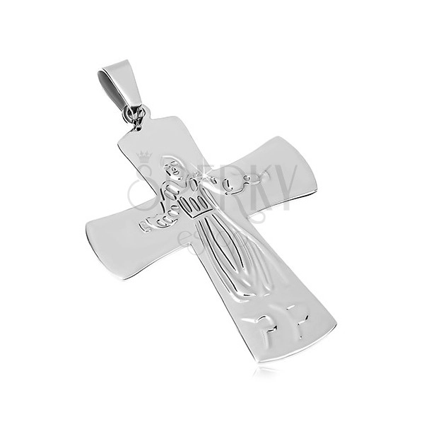 Pandantiv din oțel chirurgical, Iisus pe cruce, culoare argintii