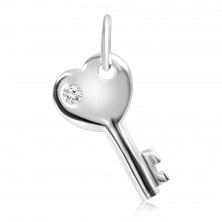 Pandantiv argint 925 - inimă cheie cu zircon încorporat