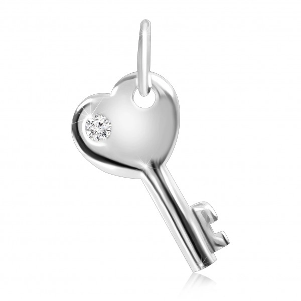 Pandantiv argint 925 - inimă cheie cu zircon încorporat