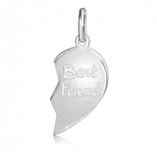 Pandantiv argint pentru cupluri - jumătăți de inimi Best friends