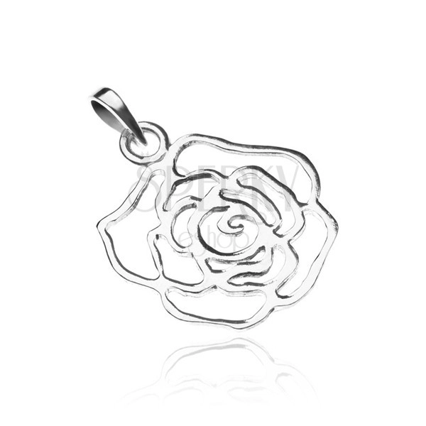 Pandantiv argint - contur trandafir
