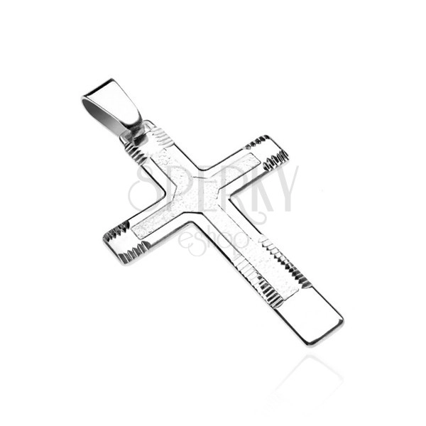 Pandantiv argint - cruce masivă cu structuri și decupaje