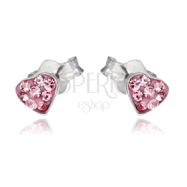 Cercei argint 925 - inimă roz cu zircon