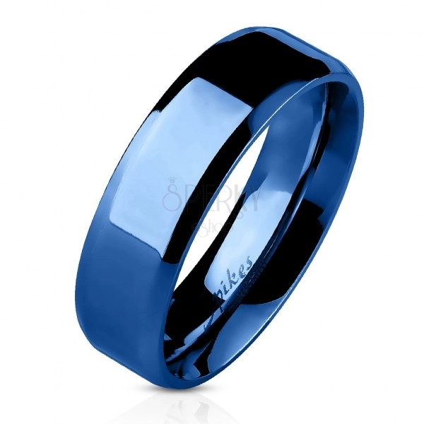 Inel din oțel - bandă lată albastră, 6 mm