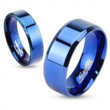 Inel din oțel - bandă lată albastră, 6 mm