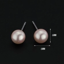 Cercei argint 925 - preluțe roz deschis, 6 mm