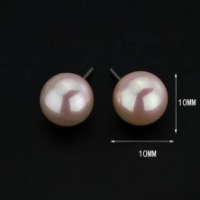 Cercei argint 925 - perluțe roz deschis, 10 mm