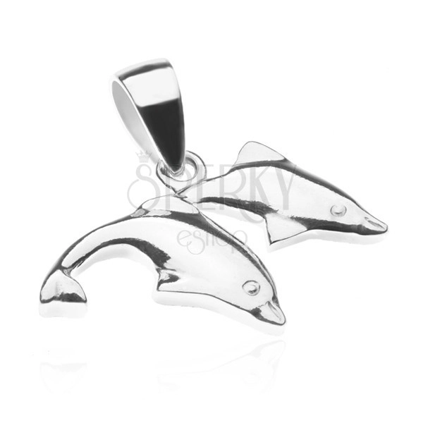 Pandantiv argint - doi delfini ce sar