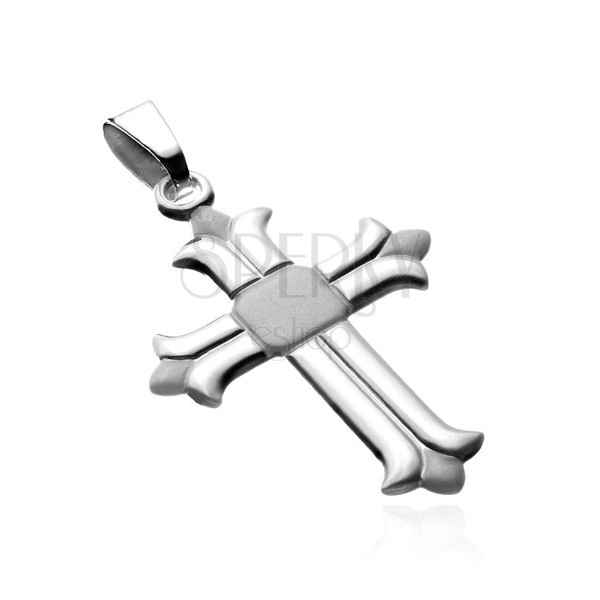 Pandantiv argint - cruce latină cu vârfuri ramificate