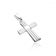 Pandantiv argint 925 - cruce cu pătrat neted și canelură