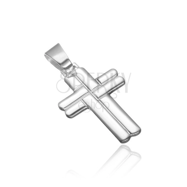 Pandantiv argint - cruce rotunjită, împletită